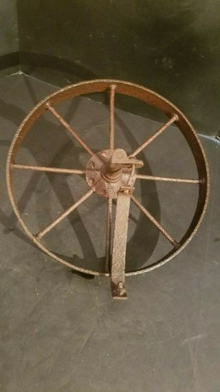 Antique Vintage 16 " Cast Iron Metal Farm Wagon Cart Spoked Wheel Steampunk