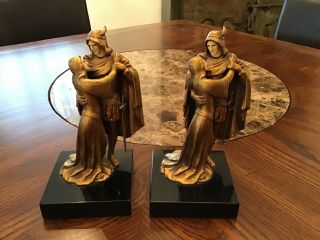 Jb Hirsch Rare Romantic Ivory Face Mid Evil Lovers Knight Book Ends