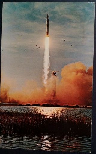 Nasa Florida Fl Cape Kennedy Apollo 8 Liftoff Saturn V Postcard Vtg 1960s Rare