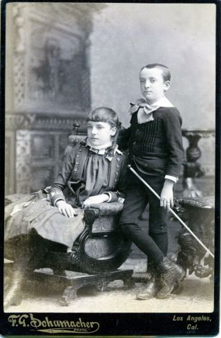 Cabinet Card Photo Boy And Girl Siblings Id 