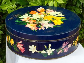 Vintage Blue Peek Frean Flowers Biscuit Tin Peak Freen English Retro Rare Tin