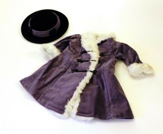 American Girl Samantha Purple Winter Coat With Hat,  Retired & Rare,  Euc
