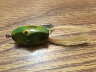 Rare Vintage Frog Lure Shur Luck Wood Small Hair Unique Fly???
