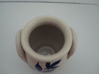 Williamsburg Stoneware Pottery Salt Glaze Double Handle Crock w Cobalt Design 3