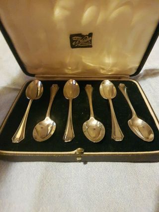 Set Of 6 Vintage Solid Silver Teaspoons Cased From C G Webster Wolverhampton