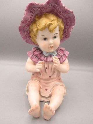 Vintage Ardalt 9.  5 " Piano Baby Girl With Bonnet Marked