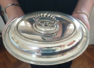 Antique Victorian Entree Dish Tureen Silver Plated Oval Dish Bowl Cover Jh Potte