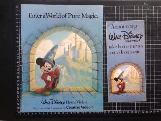 Pair Or Walt Disney Roadshow Vhs Home Video Promo Flier Rare Brochure Flyer