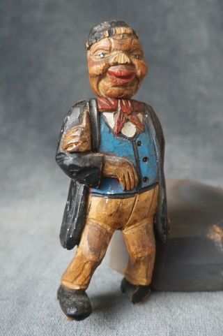 Antique Wooden Black Forest Beer/soda Bottle Opener Drunken Man Figure Sculpture