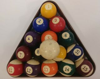 Vintage Antique 2 - 1/4” Billiard Pool Ball Complete Set W/ Cue Ball