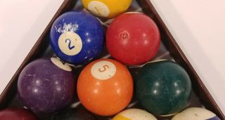 Vintage Antique 2 - 1/4” Billiard Pool Ball Complete Set w/ Cue Ball 3