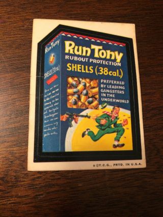 1973 Whacky Packages Series 2 Rare Run Tony Shells Sticker (topps Recall) Ex