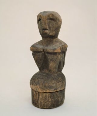 Antique Primitive Folk Hand Carved Wooden Statue Figurine Of Man