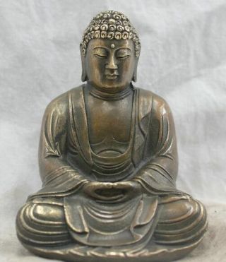 Chinese Folk Culture Handmade Brass Bronze Statue Sakyamuni Buddha Sculpture