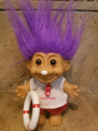 Vintage Russ Troll Doll 5 " - Lifeguard With Purple Hair