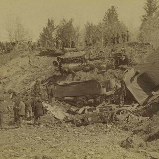 Antique 1888 Albumen Photo,  Cvrr Central Vermont Railroad Wreck Rockingham,  Vt 2