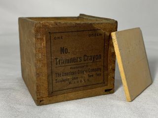 Vintage Advertising Wooden Box Wood American Crayon Co Old - Finger Joins