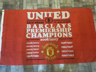 Rare Vintage Manchester United 2006/2007 Champions Flag,  Official Merchandise