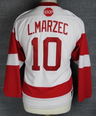 L.  Marzec 10 Detroit Red Wings Ice Hockey Jersey Rare Youths Xl Philly Express