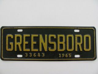 1965 Greensboro North Carolina Nc License Plate Topper - 33643,  Vintage,  Gc,  Rare