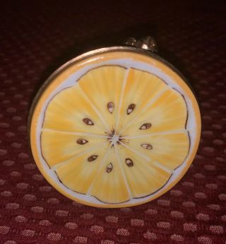 Rare Collectible•signed Peint Main Limoges France Lemon•lidded Trinket Box•mint