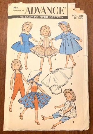 Vintage 1950s Advance 18 " Revlon Doll Clothing Outfits Orig Sewing Pattern L@@k