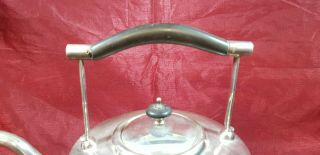 An Antique Silver Plated Spirit Kettle.  stand And Burner.  stamped with 3 stars. 3
