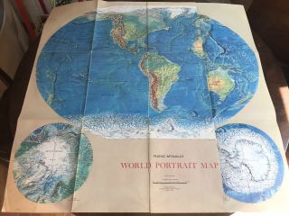 Vintage World Map Rand Mcnally World Portrait Map Wall Poster