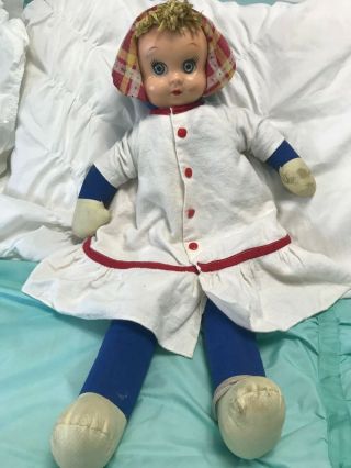 Vintage 1953 Rare Ideal Talky Tot Talking Baby Doll 23 " Wind Up Yarn Hair