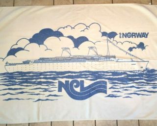 Vtg Ncl Ss Norway Beach Towel Rare Bath Ocean Liner Norwegian Cruise Line Ship