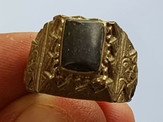 Stunning Very Rare Medieval Silver Ring Rare Stone.  7,  7 Gr.  19 Mm