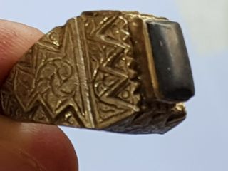 STUNNING VERY RARE MEDIEVAL SILVER RING RARE STONE.  7,  7 GR.  19 MM 2