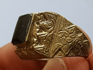 STUNNING VERY RARE MEDIEVAL SILVER RING RARE STONE.  7,  7 GR.  19 MM 3