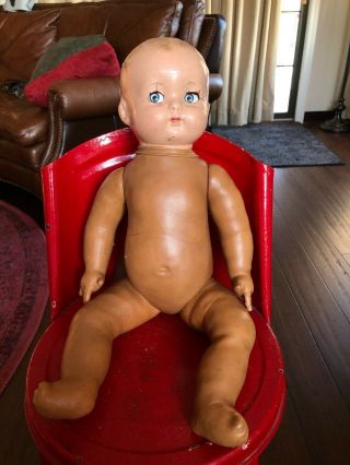 Vintage Large 18 " Baby Doll Effanbee Composition Head Soft Body Eyes Close
