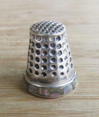 Vintage Sterling Silver Thimble With Abalone Inlay 2.  2 Grams 3 - A9092