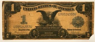 $1 " 1899 " (black Eagle) " Silver Certificate Rare Note Horse Blanket Large Bill