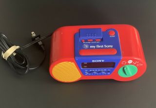 Vtg Sony Alarm Am/fm Clock Radio Primary Colors Red My First Sony