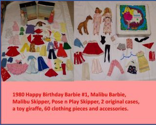Vintage Malibu Barbie Skipper Pose N Play Dolls Cases & Clothes Accessories
