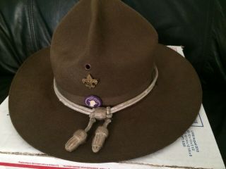 Rare Vintage John B Stetson Boy Scout Hat With Pins