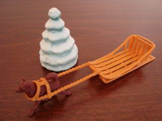 Lincoln Logs Rare Brown Dog Sled Set With Snow Covered Tree