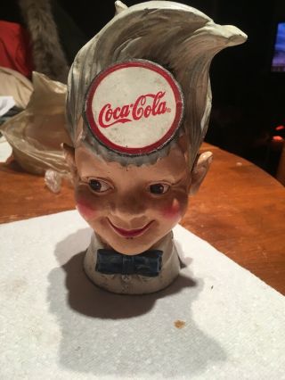 Antique Coca Cola Sprite Boy Cast Iron Piggy Bank Soda Head Advertising