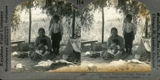 Antique Native American Indian Stereoview Indian Family On Prince Edward Island