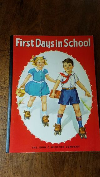 Paper Dolls,  Vintage,  First Days In School,  1942 Beginners Workbook (unmarked)