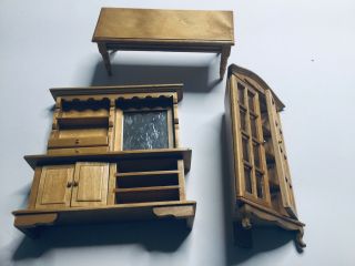 Vintage Wooden Miniture Dollhouse Furniture - China Hutch Cabinet Table 3 - 5 Inch