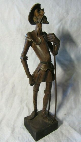 Vintage Spain Ouro Artesania Don Quixote Wood Carving Figurine Sculpture 13½ "