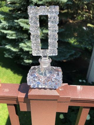 Antique/vintage Art Deco Cut Crystal Glass Perfume Bottle W/ Stopper (024