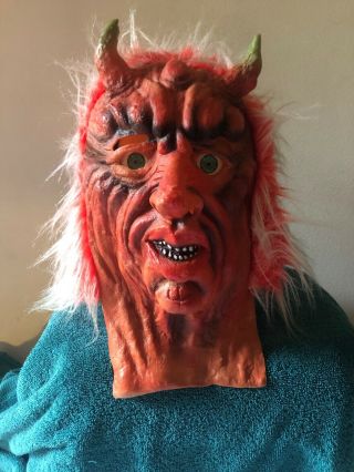 Vintage Rare Ben Cooper Rubber Creepy Scary Halloween Red Devil Mask Style 108