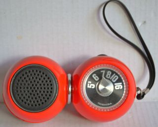 Rare 1973 Red Toshiba Transistor Radio Rp - 12 Solid State Space Age Pop Art Japan