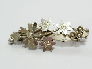 Fine Antique Victorian Sterling Silver Ornate Bright Cut Floral Brooch/pin Ajc