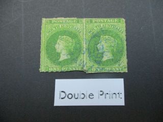 South Australia Stamps: 1d Green Double Print - Rare (i47)